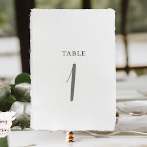 Deckled Edge Wedding Table Number, printed Table numbers, textured table numbers, Modern Table Number, Deckled Edge Wedding Table Number