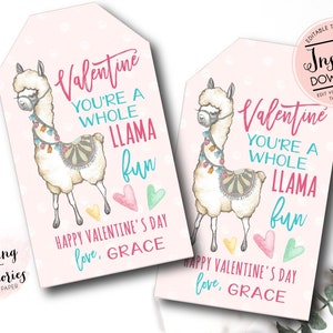 Etiqueta de Día de San Valentín de Llama, Etiqueta de San Valentín de Llama, Eres toda una diversión de llama, San Valentín personalizado, Tarjeta imprimible del Día de San Valentín Instantánea