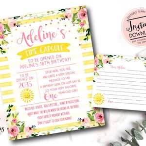 Sunshine Birthday Time Capsule Sign And Cards, You are my sunhsine, Sun Time Capsule, First birthday, First birthday time capsule, Sunshine