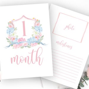 Cartes d'étape mensuelles avec noeud rose, cartes d'étape numériques pour bébé fille, carte d'étape importante avec noeud rose du Sud, téléchargement immédiat preppy, minimaliste