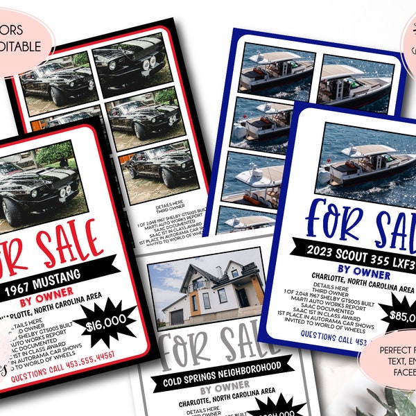 For Sale Flyer, For sale Template, For Sale by Owner Flyer, boat for sale, car for sale template, House for sale flyer,