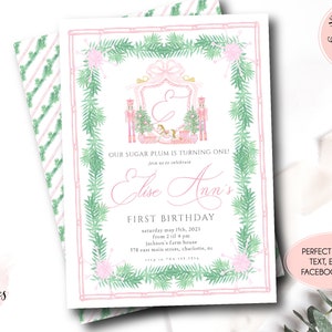 Sugar Plum Fairy Birthday, Preppy Nutcracker invite, Fairy Princess, Land of Sweets, Nutcracker Birthday Invitation, Nutcracker crest