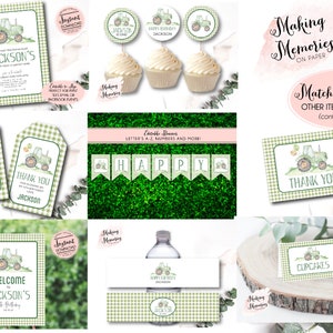 green Tractor Birthday invitation, farm birthday invitation, Printable Invitation, Tractor birthday,Tractor party, Editable instant download image 6