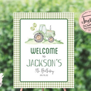 green Tractor Birthday invitation, farm birthday invitation, Printable Invitation, Tractor birthday,Tractor party, Editable instant download image 4