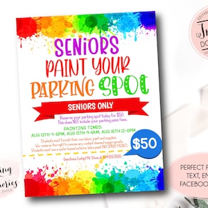 Paint the Parking Lot Fundraiser Flyer, Paint your parking spot Flyer, pto pta School Fundraiser, Senior Fundraiser, High School fundraiser