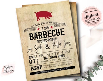 I Do BBQ Invitation, I Do BBQ Couples Shower, BBQ Invitation, I Do Bbq Engagement, Bbq invitation, summer cook out, Barbecue, instant