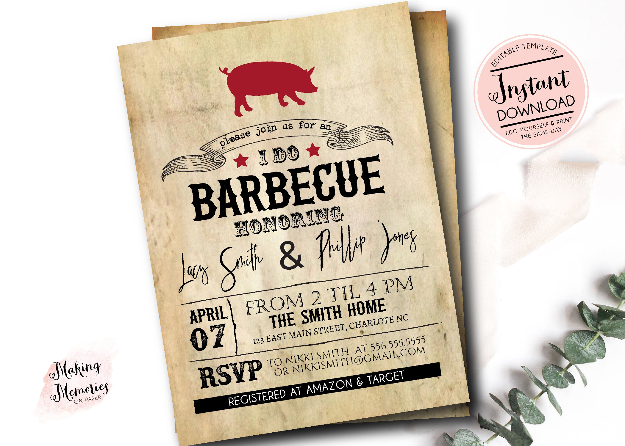 I Do BBQ Invitation, I Do BBQ Couples Shower, BBQ Invitation, I Do Bb…