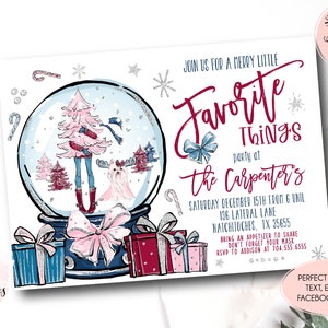 Favorite things party invitation, Holiday Favorite things invite, christmas Boutique Invite, Store Christmas Flyer, pink Open House