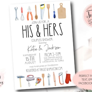 His and hers couples shower invitation, Editable Couples Shower Invitation, Honey Do Shower invite, grooms shower invite, tool shower invite