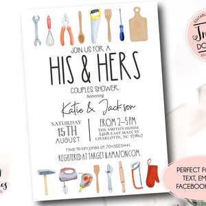 His and hers couples shower invitation, Editable Couples Shower Invitation, Honey Do Shower invite, grooms shower invite, tool shower invite