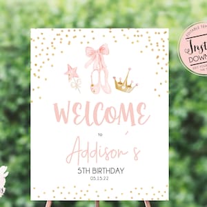 Ballerina birthday welcome sign, Dance birthday welcome poster, tutu cute birthday, INSTANT download, ballet decorations, dance party pack