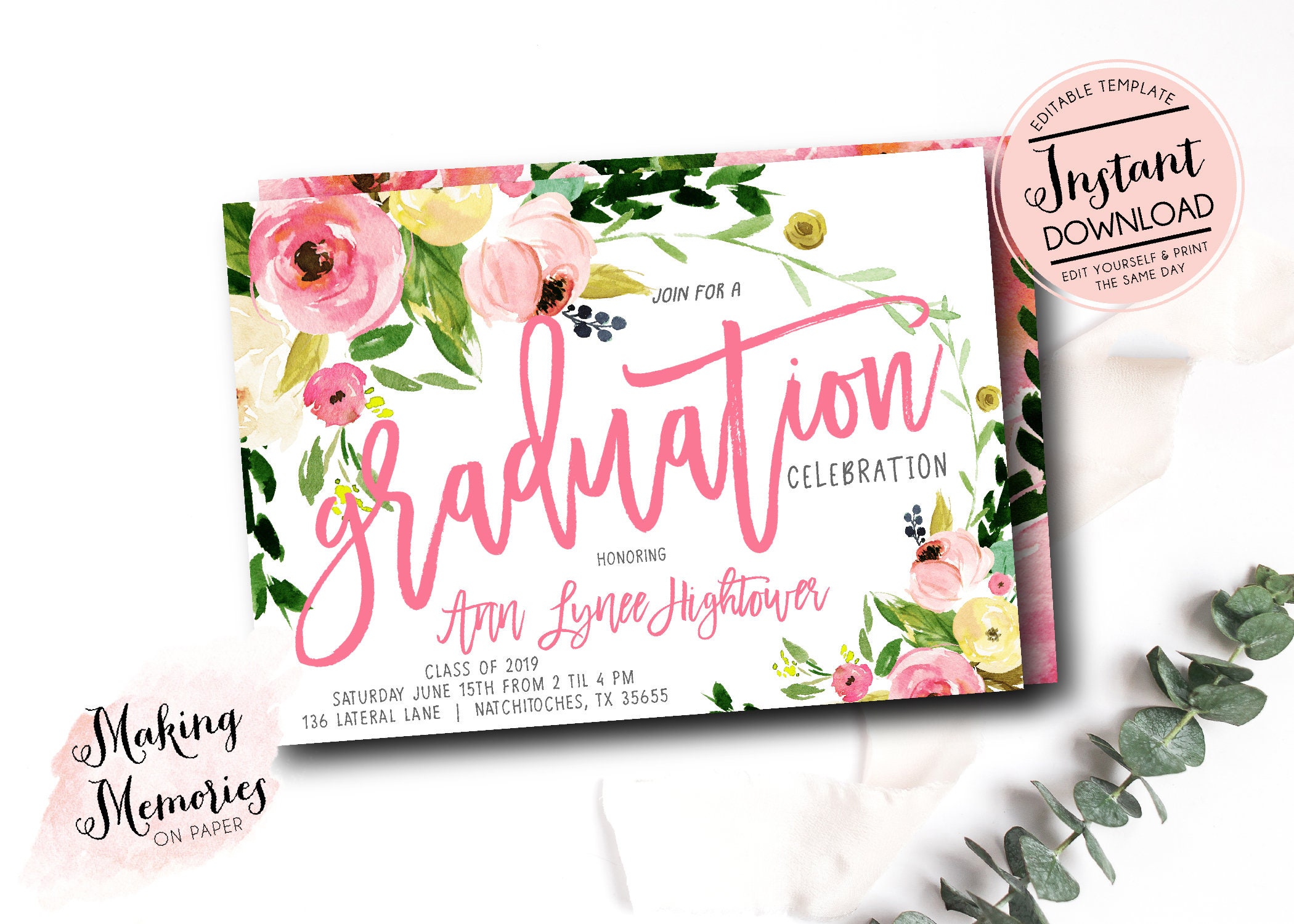 Graduation Announcement Invitation Graduation Party invite | Etsy