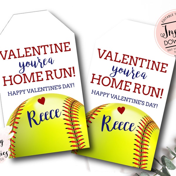Softball Valentines Cards Etsy