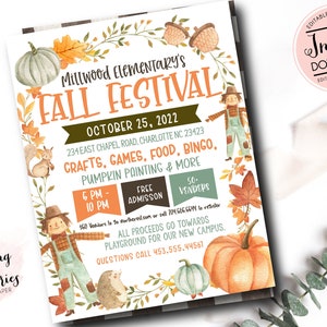 Fall Festival Invitation, Church Fall Festival Invite,  Harvest Festival, Fall Party Invitation, Fall festival flyer, Pumpkins, fall fest