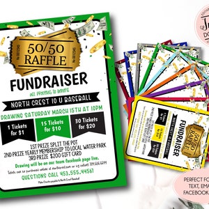 50/50 Raffle Ticket Fundraiser Flyer, aufgeteilt den Topf Raffle Fundraiser, Bargeld Lotterie Flyer, Sport Fundraiser, pto pta Church School Charity