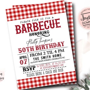 BBQ Birthday Invitation, BBQ Invite, Barbecue Invite, backyard BBQ, Summer adult birthday, Edit yourself instant download, Man birthday