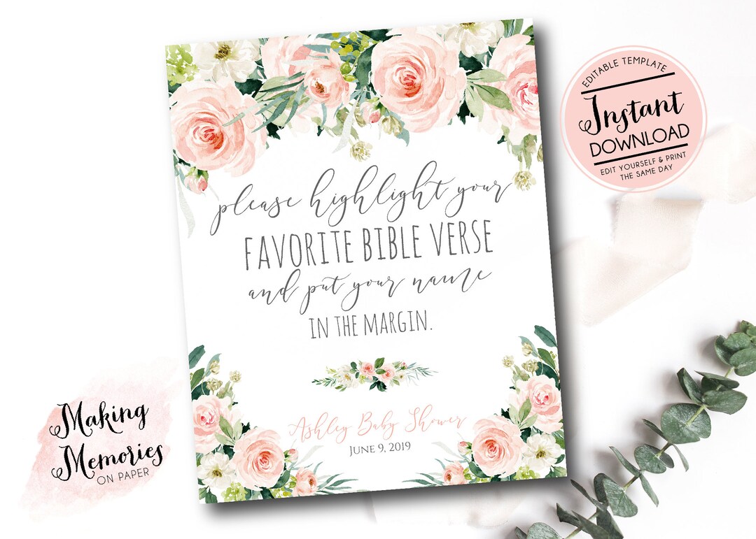 Please Highlight Your Favorite Bible Verse Sign, Bible Verse Shower