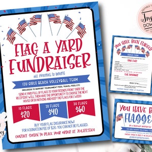 Flag My Yard Fundraiser, Has sido marcado, Recaudación de fondos de verano, Recaudación de fondos del 4 de julio, Recaudación de fondos para jóvenes, evento de recaudación de fondos, recaudación de fondos deportivos