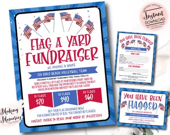 Flag My Yard Fundraiser, Has sido marcado, Recaudación de fondos de verano, Recaudación de fondos del 4 de julio, Recaudación de fondos para jóvenes, evento de recaudación de fondos, recaudación de fondos deportivos