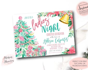 Favorite Things Christmas party, Girls Christmas invitation, exchange party, ladies night Christmas invite, grandmillennial Christmas invite