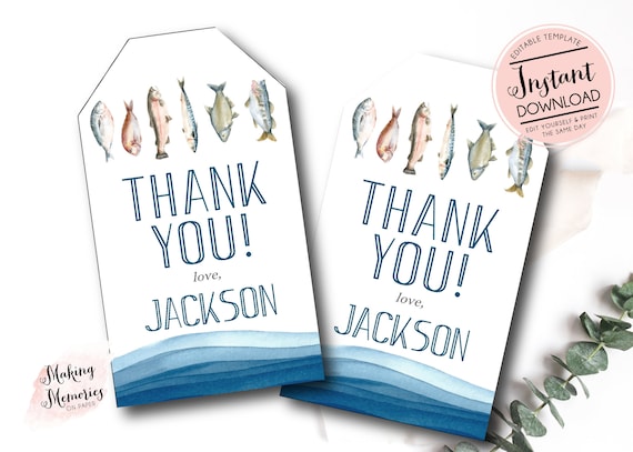 Fishing Birthday Favor Tags, Fish Favor Cards, the Big ONE Favors, Fish  Birthday Decorations, Adult Fishing Birthday Favor Tags 