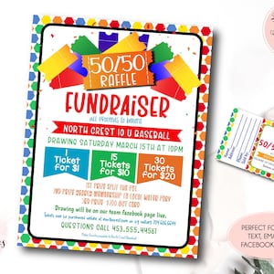 50/50 Raffle Ticket Fundraiser Flyer, aufgeteilt den Topf Raffle Fundraiser, Bargeld Lotterie Flyer, Sport Fundraiser, pto pta Church School Charity