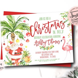 Christmas in July, Tropical Christmas Invitation, Pineapple Christmas Invite, Tropical Christmas fun, Christmas in July Bridal Shower