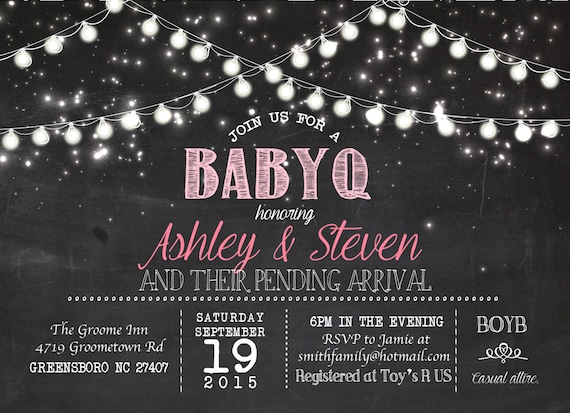 baby q lights vintage chalk board printable party invitation babyq