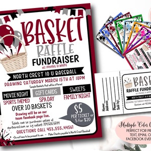Korb-Verlosungsflieger, bearbeitbare Korb-Verlosungsspendenvorlage, Sport-Spendenaktion, pto pta-Kirchenschule-Wohltätigkeit, Raffle-Kartenverkauf