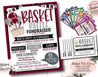 Basket Raffle Flyer, Editable Basket Raffle fundraiser Template, Sports Fundraiser, pto pta Church School Charity, Raffle Ticket Sales