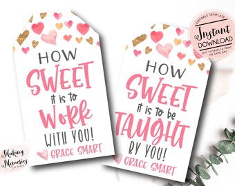 Coworker valentine, teacher valentine template, how sweet it is to be, Valentine Card, Valentine Favor Tag, Candy Valentine, Chocolate Vday