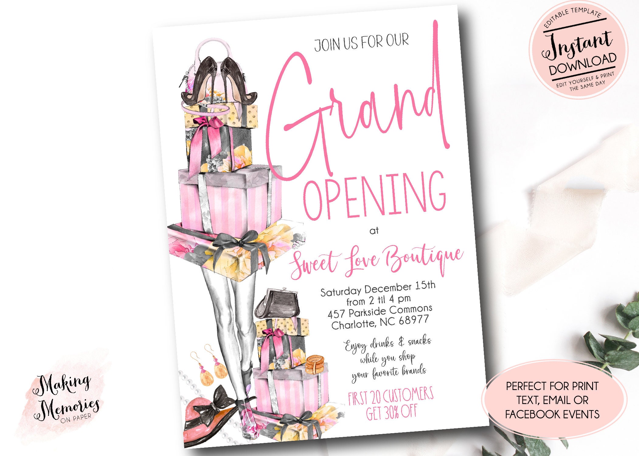 Pin by Thùy Linh on Voucher  Fashion show invitation, Pop up invitation,  Store launch invite