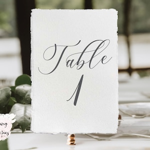 Deckled Edge Wedding Table Number, printed Table numbers, textured table numbers, Modern Table Number, Deckled Edge Wedding Table Number
