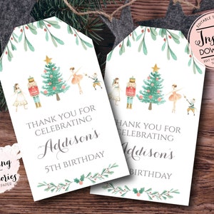 Nutcracker favor tags, nutcracker party favors, Christmas favor tags, edit yourself instant download, sugar plum fairy favor tags,