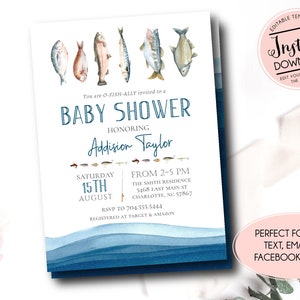 Fishing Baby Shower Invitation, Editable Fishing Baby Shower
