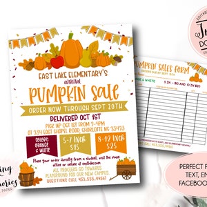 Pumpkin Sale Fundraiser Flyer, Fall Autumn Fundraiser flyer, Pumpkin Fundraiser Flyer, Mums and Pumpkin, Church PTO PTA fall fundrasier