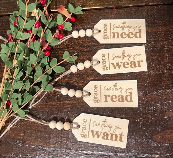 4 Gift Rule Tags, Christmas Gift Tags for Presents, Reusable Gift Tags,  Wooden Christmas Tags Handmade, Something You Want Wear Need Read 