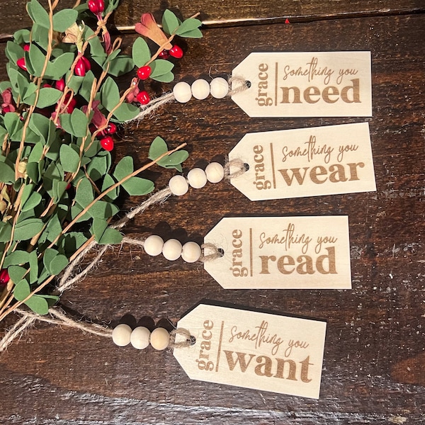 Something You Want Tag,  Want Need Wear Read Gift Tags, Wooden Gift Tags, Engraved Gift Tags, Christmas Gift Ideas, 4 gift rule