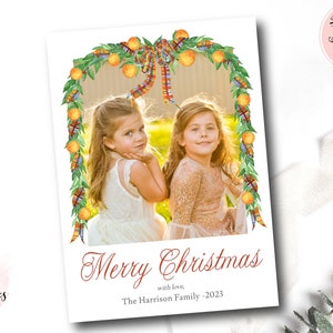 Garland Photo Christmas Card, Oranges Christmas Card, Photo Christmas Card, Holiday Cards, Heirloom Southern Christmas, tropical