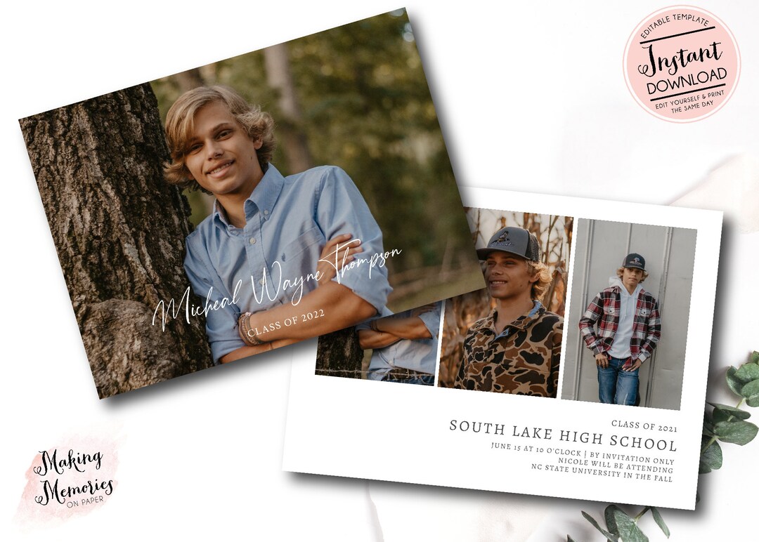 Graduation Announcement, Boy Graduation Invitation, Boy Graduation