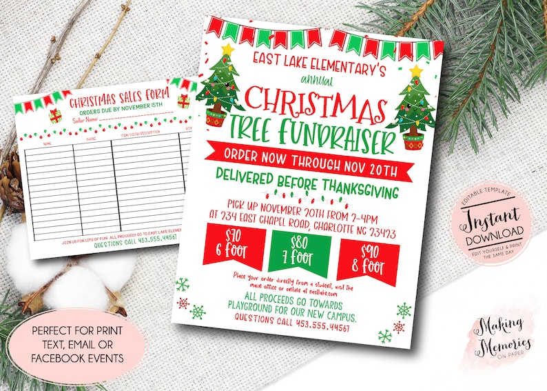 Christmas Wreath Sale Template Holiday Wreath Fundraiser Etsy