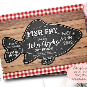 Invitación a Fish Fry, Invitación editable a Fish Fry, folleto de fish fry, invitación a fish fry, cumpleaños de Fish Fry, Fish Fry Benefit, Cena de ensayo