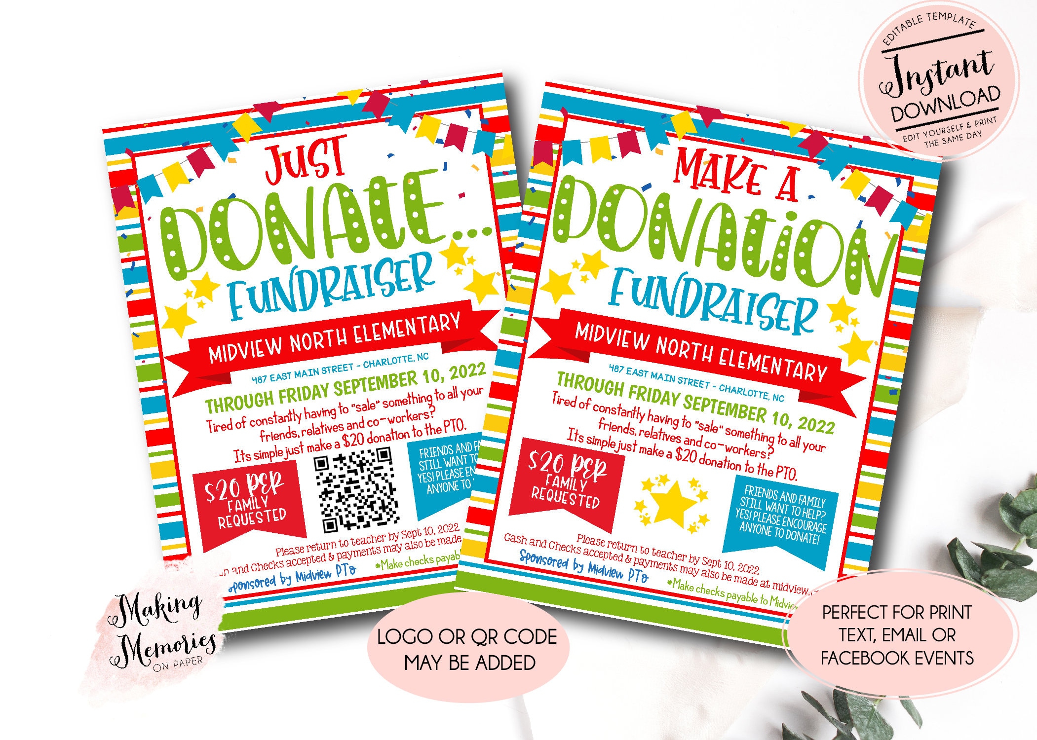 Donation Flyer Donation Template Donation Fundraiser PTO -  Sweden