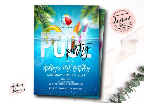 Pool party invitations deals