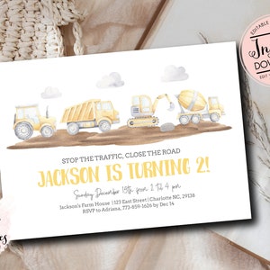 Construction Birthday Invitation template, Construction Invite, Construction Birthday Party, boy birthday invite, instant download, editable