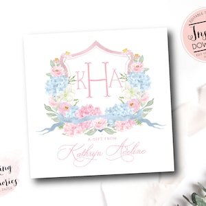 Gepersonaliseerde geschenkbijsluiterkaarten, monogrambijsluiterkaarten, roze gingham crest Giftbijsluiterkaart, meisje Calling Card, grandmilliniel