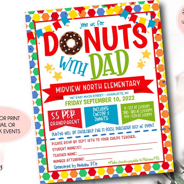 Donut With Dad Invitation - Etsy UK