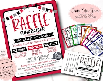 Raffle Ticket Fundraiser Flyer, Editable Raffle fundraiser Template, Sports Fundraiser, pto pta Church School Charity, Raffle Ticket Sales