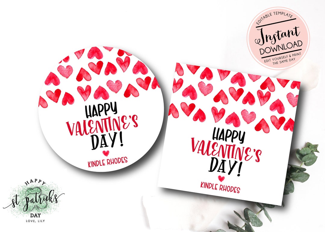 Valentine Favor Tag Printable Valentine Tags Editable Valentine Cards Valentine Hearts Favor