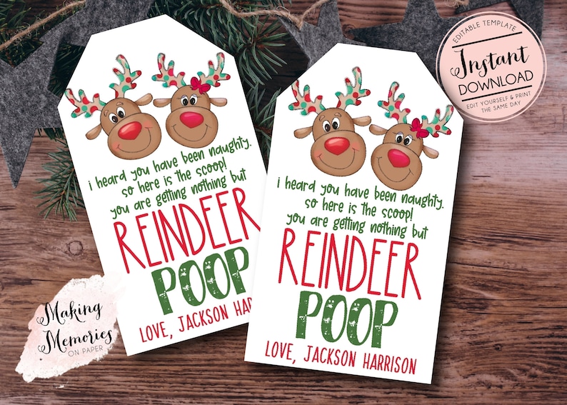 Reindeer Poop Favor Tag Christmas Treat Bag Reindeer Poop - Etsy